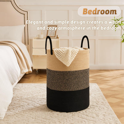Artfeel Laundry Basket,Woven Cotton Rope Laundry Hamper,60L for Decor Storage of Dirty Clothes,Toys and Blankets in Bathroom,Baby Room and Living Room