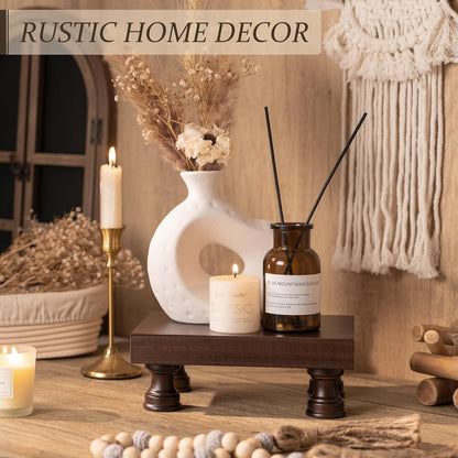 EOSAHR Farmhouse Riser for Room Decor : Decorative Pedestal Stand For Display Your Home Decorations and Uniquely Soap Stand - Rustic Bathroom Counter Tray and Kitchen Decor (Natural Wood)