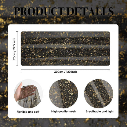 Artoid Mode Beige Gold Gauze Table Runner 120 Inch 10FT, Glitter Metallic Foil Sheer Dining Wedding Anniversary Holiday Birthday Table Decor for Home Party