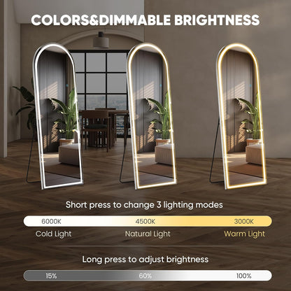Mirror Full Length, Upgraded Body Wall Mirrors with Shatter-Proof Glass, Floor Standing, Hanging or Leaning, Tall Mirror with Stand Aluminum Alloy Frame for Bedroom