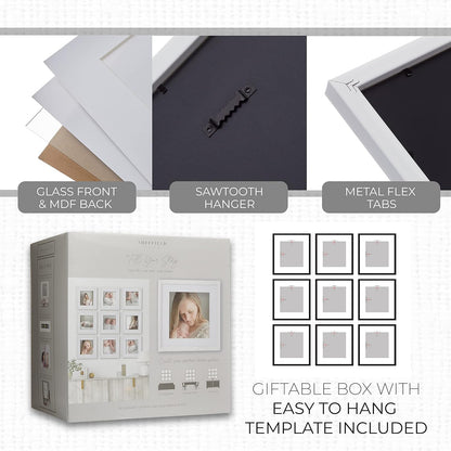 Sheffield Home 9 Piece Gallery Wall Frame Set, 11x14 in. matted to 8x10 in. (Matte Black)