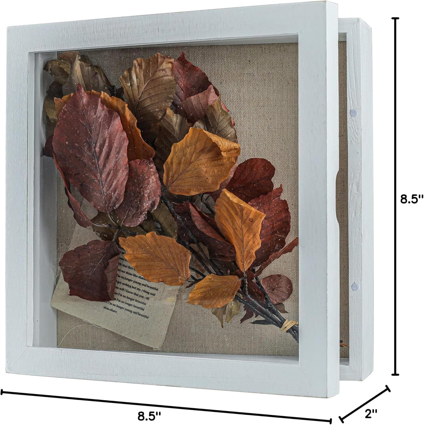 Freezing point Shadow Box Frame 8x8 Shadow Boxes Display Case with Linen Back Memorabilia Awards Medals Bouquet Photos Picture Badge Wedding Memory Box for Keepsakes Carbonized Small Pin Board
