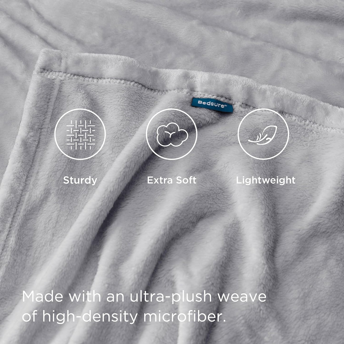 Bedsure GentleSoft Fleece Throw Blanket for Couch Grey - Lightweight Plush Fuzzy Cozy Soft Blankets and Throws for Sofa, Couch, Travel, Camping, 50x60 inches - Colors B