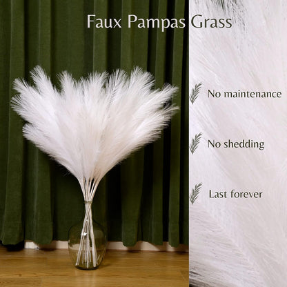 PERFNIQUE Faux Pampas Grass, 9PCS Pompas, Large Pompas Grass, 38'' Tall Pampas Grass for Floor Vase, Pampas Grass Decor Tall for Vase Fillers, Boho Rustic Farmhouse Home Decor(Natural Beige)