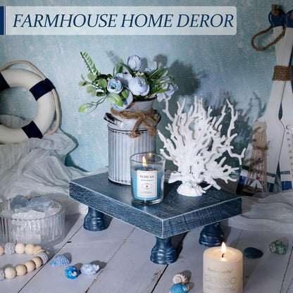 EOSAHR Farmhouse Riser for Room Decor : Decorative Pedestal Stand For Display Your Home Decorations and Uniquely Soap Stand - Rustic Bathroom Counter Tray and Kitchen Decor (Natural Wood)