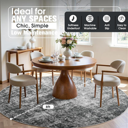 8x10 Area Rugs for Living Room Rug Washable: Abstract Large Rug for Dining Room Bedroom Carpet Non Slip 8 by 10 Indoor Modern Nursery Home Office Blue Grey