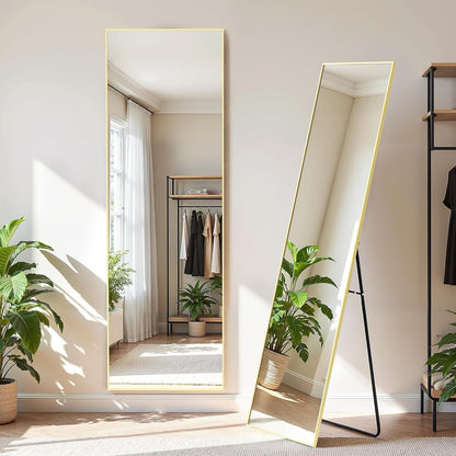 Simple Deluxe Arched Full Length Mirror, 71"x26"Large Floor Mirrors, for Wall Door Bedroom Bathroom Living Room (Gold)