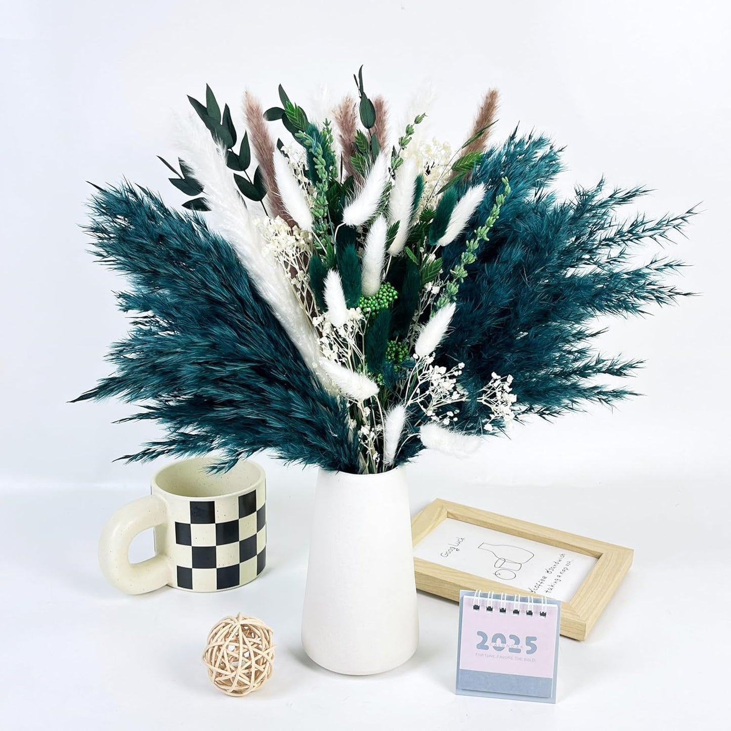 Natural Dried Flower Bouquet - 17" Boho Style Mixed Pampas Grass Ideal for Home Decor, Wedding Decor, Bridal Bouquets, Floral Arrangement, Event Centerpieces, Table Decor