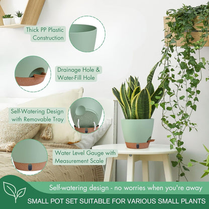 montresor 12/10/8 Inch Self Watering Pots for Indoor Plants Plastic Large Plant Pots for Outdoor Plants, Water Level Window & Spacious Reservoir Flower Pots Decorative Planter with Drainage and Tray