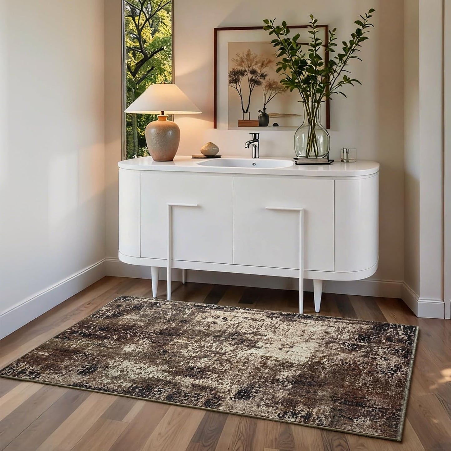 Ompaa 2x6 Rug Runners for Hallways Kitchen Runner Rug Non Slip Washable Grey Long Runner Rugs with Rubber Backing Soft Abstract Carpet Runner for Hallways, Kitchen, Bedroom, Bathroom, Entryway - Colors B
