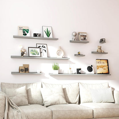 White Floating Shelves for Wall Decor, Wall Mounted Wood Storage Shelf for Bedroom, Living Room, Bathroom, Kitchen, Nursery, Display Picture Ledge Shelf with Lip Set of 2-14 Inches, White