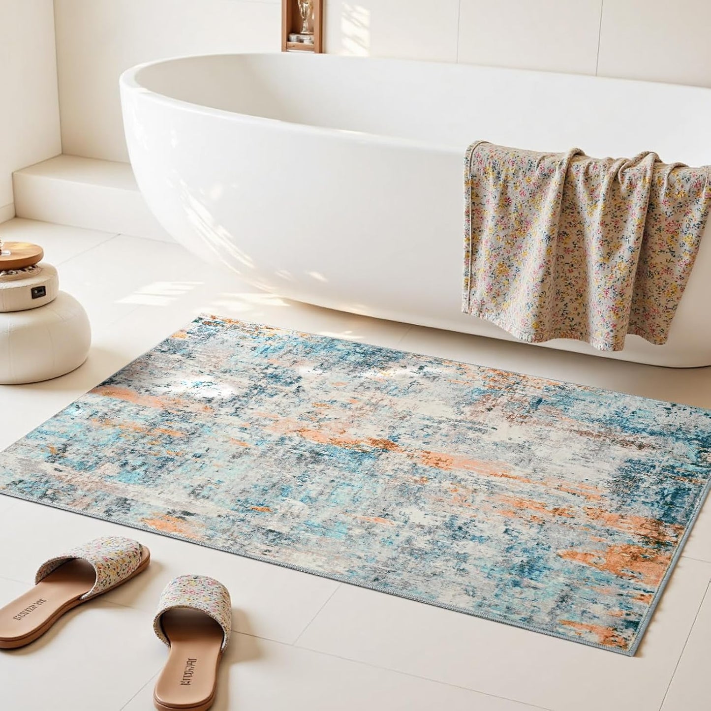 Ompaa 2x6 Rug Runners for Hallways Kitchen Runner Rug Non Slip Washable Grey Long Runner Rugs with Rubber Backing Soft Abstract Carpet Runner for Hallways, Kitchen, Bedroom, Bathroom, Entryway - Colors B