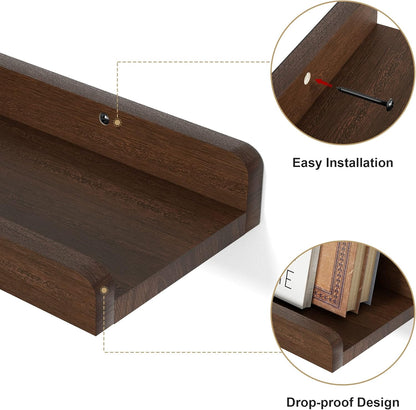 Love-KANKEI Floating Shelves Wall Mounted Set of 2, 17 Inch Rustic Wood Wall Shelves for Storage, Bedroom Living Room Bathroom Kitchen Office and More White