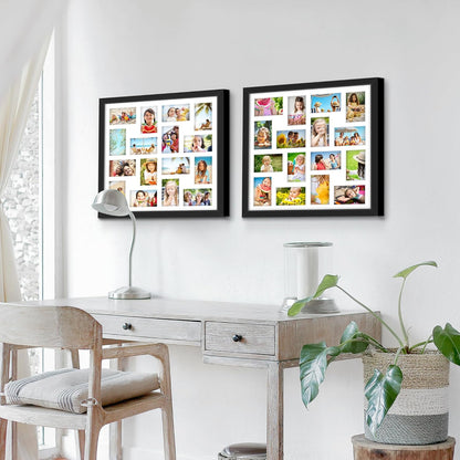 DUENPY 14x26 Collage Picture Frame 4x6 Collage Picture Frame Displays Twelve 4x6 inch Photos Available Horizontal Wall Mounting Display and Vertical Black - Colors B
