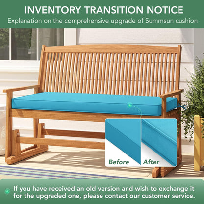 Summsun Outdoor Bench Cushion: Waterproof and Fade Resistant Patio Furniture Cushions - Non-Slip Bench Pad Cushion with Removable Cover for Garden Swing Porch Sofa Settee, 48 x 18 x 3 Inch, Black