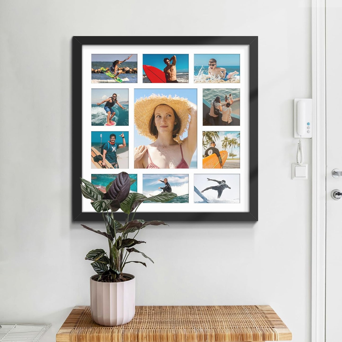 DUENPY 14x26 Collage Picture Frame 4x6 Collage Picture Frame Displays Twelve 4x6 inch Photos Available Horizontal Wall Mounting Display and Vertical Black - Colors A