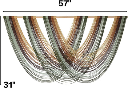 Flber Macrame Wall Hanging Boho Wall Decor Tapestry Dip Dyed Ombre Moss Green Handmade Wall Art Woven Cotton Rope Backdrop with for Bedroom Living Room, 57" W x 39" L