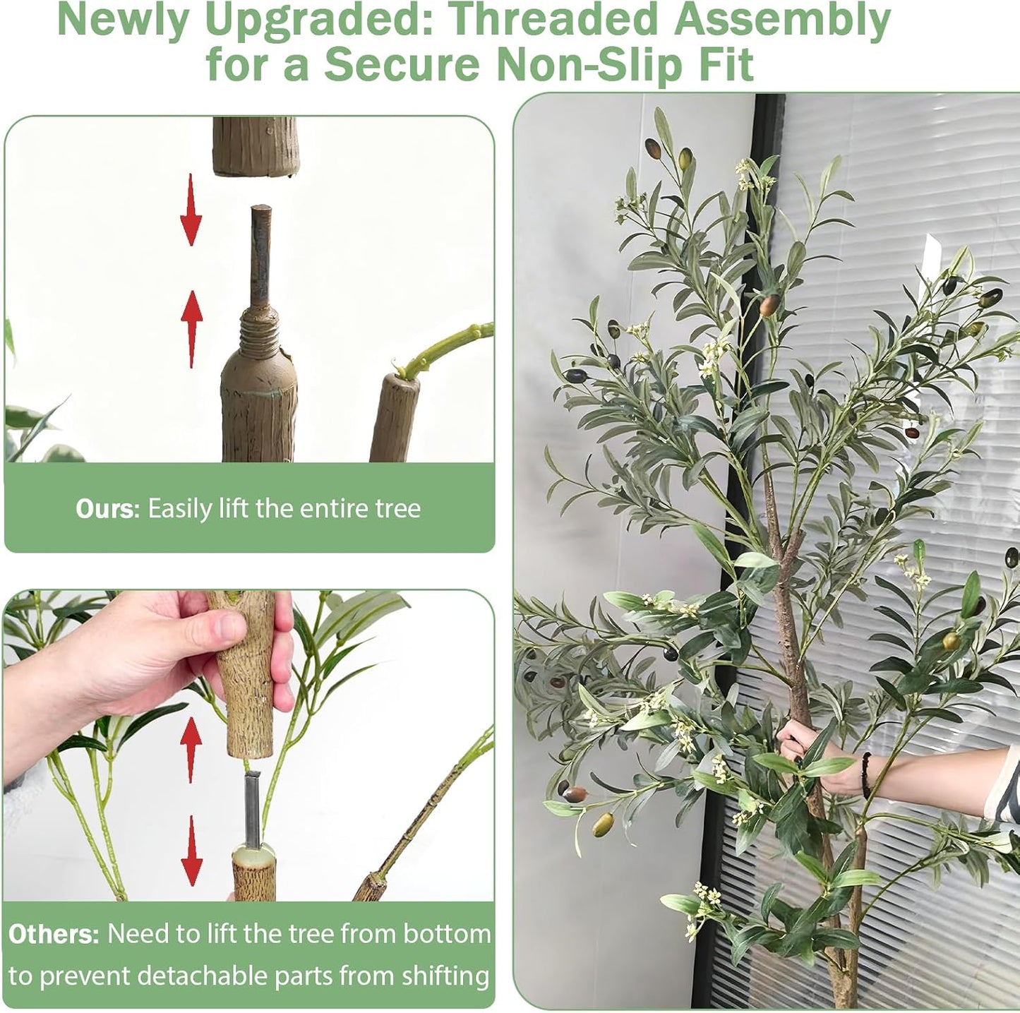 Caxchiling Faux Eucalyptus Tree 6FT, Artificial Potted Tree for Indoor Outdoor, Fake Floor Plants with Natural Wood Trunk, Home Office Living Room Bedroom Decor