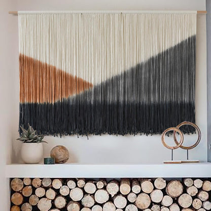 Flber Macrame Wall Hanging Macrame Wall Decor Large-Scale Tie-Dye Tapestry Living Home Room Wall Decor 57" Wx 35" L