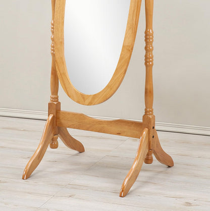 Roundhill Furniture Traditional Queen Anna Style Wood Floor Cheval Mirror, Cherry Finish