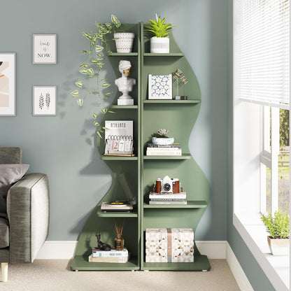 Tribesigns Corner Shelf, Modern 5-Tier Wall Corner Bookshelf, Stylish Corner Small Bookcase Storage Rack Plant Stand with Unique Shape for Living Room, Home Office (White, 1PC)