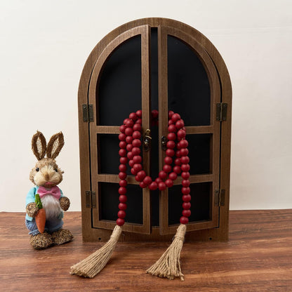 OMISHE 59in Wood Bead Garland with Tassels, Decorative Beads, Farmhouse Wooden Beads Garland for Wall Hanging Home Festival Decor, Aqua, Teal