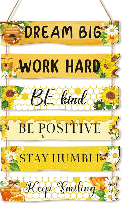 6 Pieces Rustic Wall Hanging Plaque Sign Inspirational Wall Art Farmhouse Wooden Door Signs Positive Plaque with Quotes Motivational Quote Decor for Office Bedroom Living Room(Retro Style)