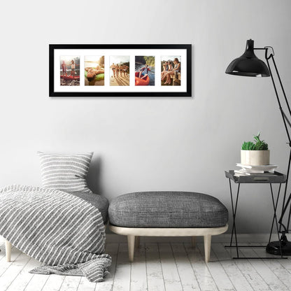 Americanflat 4x6 Collage Picture Frame with Shatter-Resistant Glass - Fits Five 4x6 Photos or Use as One 11x14 Picture Frame - Signature Collection - Collage Frames for Wall Display - Black