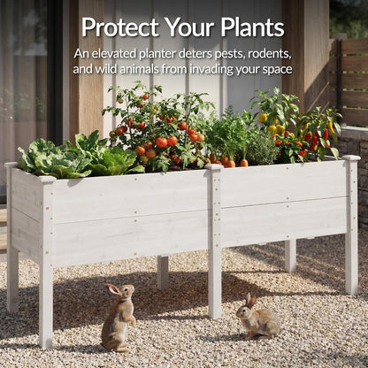 Best Choice Products 72x24x30in Raised Garden Bed, Elevated Wood Planter Box Stand for Backyard, Patio, Balcony w/Divider Panel, 6 Legs, 300lb Capacity - Natural