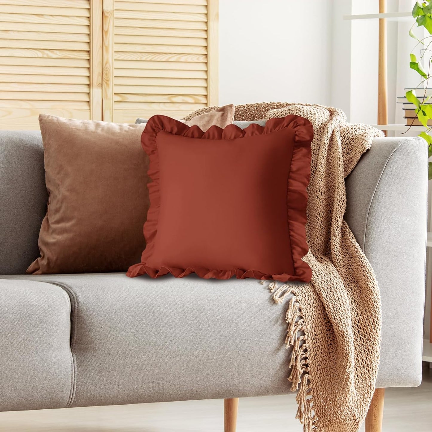 KKJIAF Ruffle Pillow Cases 26x26 Inches, White Square Ruffled Pillow Covers Set of 2, Microfiber Wrinkle Resistant Pillow Shams with Envelope Closure for Sofa Bed Living Room