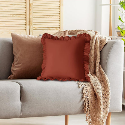 KKJIAF Ruffle Pillow Cases 26x26 Inches, White Square Ruffled Pillow Covers Set of 2, Microfiber Wrinkle Resistant Pillow Shams with Envelope Closure for Sofa Bed Living Room