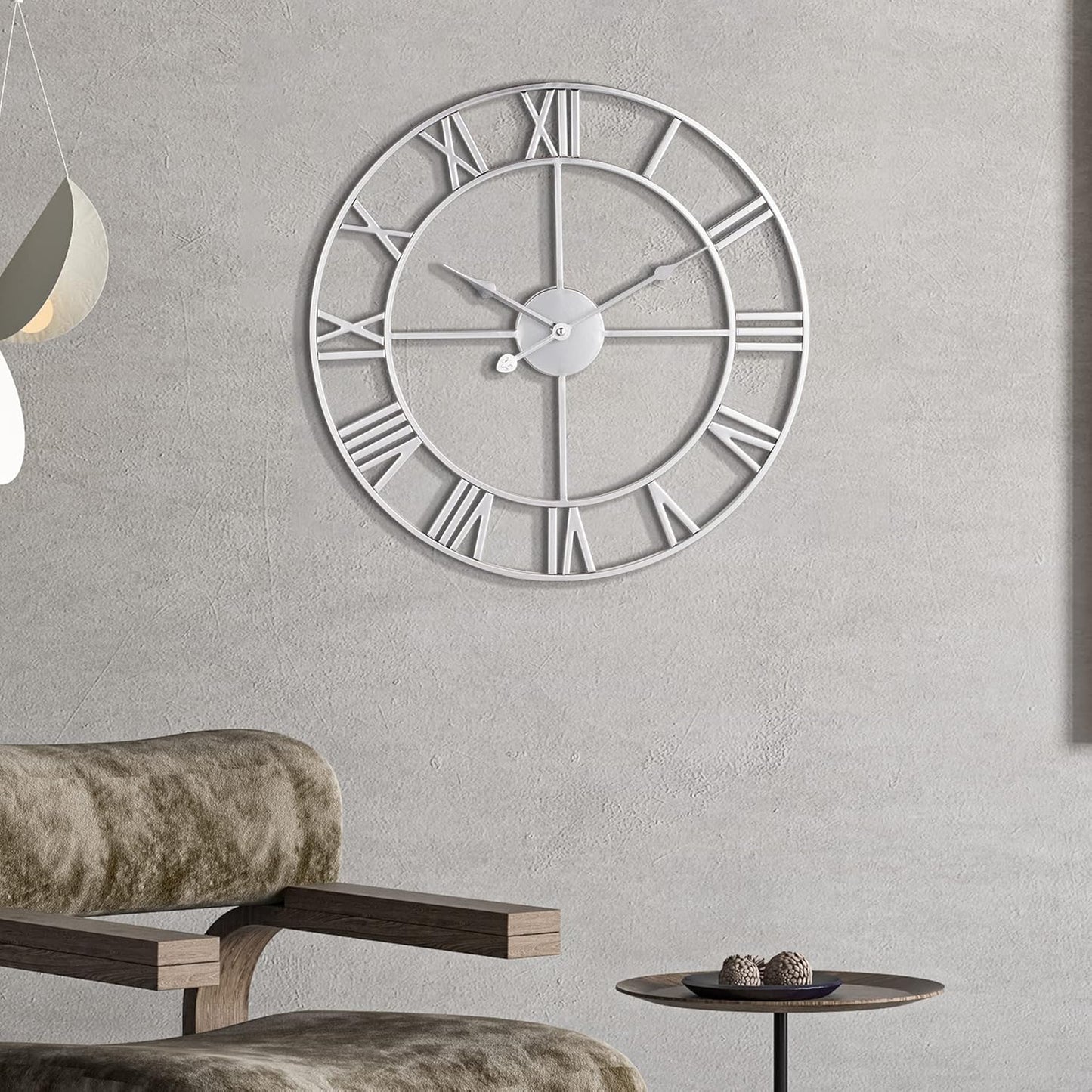 LEIKE 16" Large Wall Clocks Battery Operated, Round Modern Silent Non-Ticking Black Metal Wall Clock for Living Room Decor, Bedroom Kitchen (40cm Diameter, Black Roman Number)