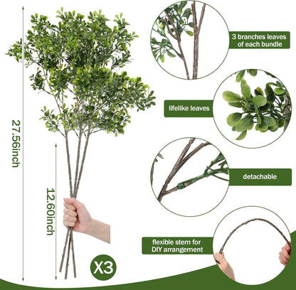 Yinder 3 Pack 27.7 Inch Artificial Eucalyptus Stems Realistic Fake Greenery Plants Eucalyptus Leaves Plant Branches Decorative for Vase Arrangements Home Farmhouse & Boho Decor Wedding Bouquets