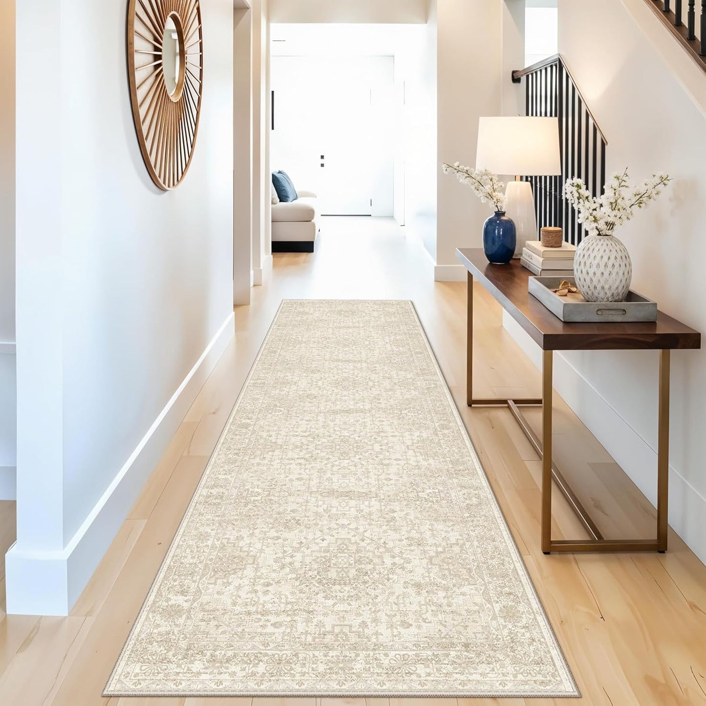 2x3 Washable Non-Slip Area Rug - Soft Low Pile Throw Rug for Kitchen Entryway Bedroom - Modern Indoor Door Mat with Rubber Backing (Beige Grey) - Colors A