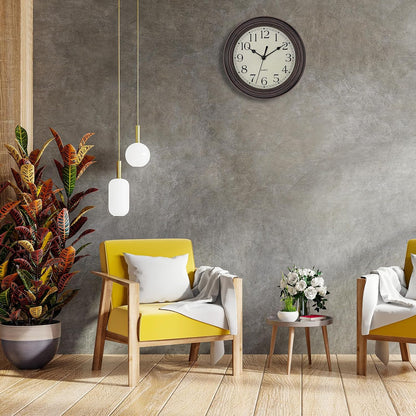Foxtop Retro Silent Non-Ticking Round Classic Clock Quartz Decorative Battery Operated Wall Clock for Living Room Kitchen Home Office 12 Inch (Bronze)