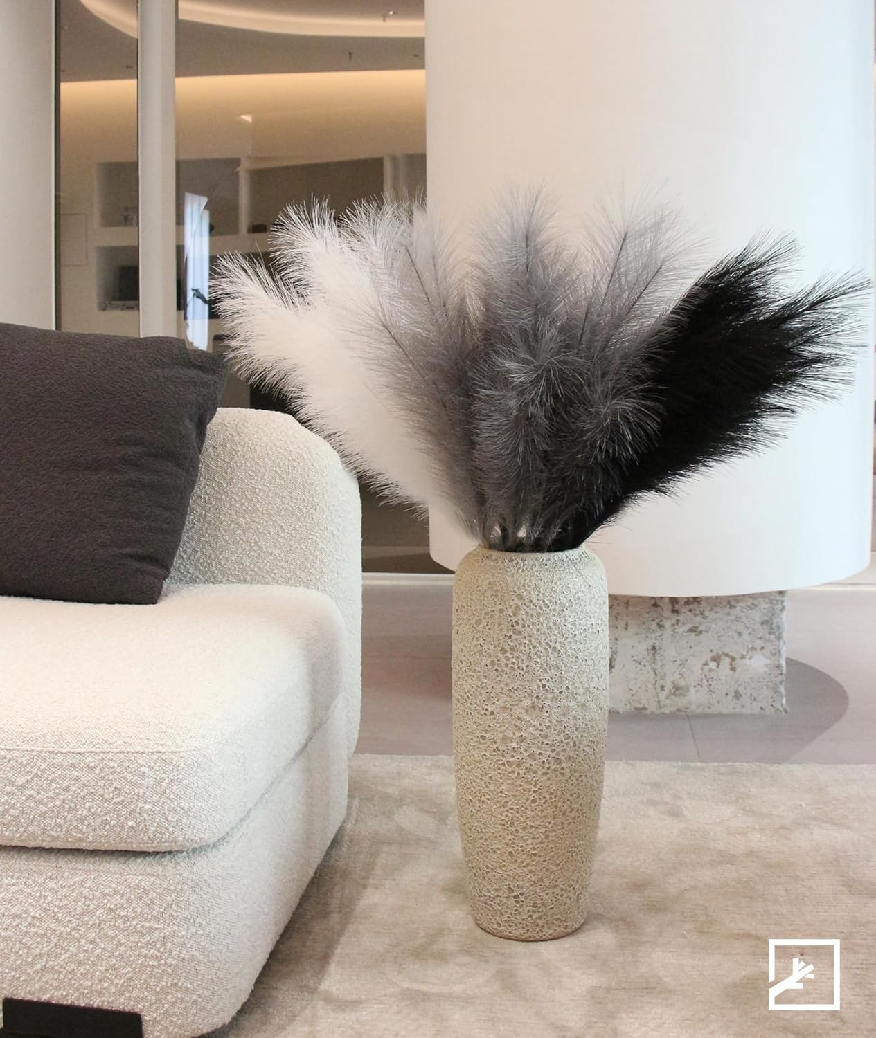 ZIFTY 7-Pcs 38"/3.1FT Faux Pampas Grass Large Tall Fluffy Artificial Fake Flower Bedroom Decor Boho Decor Bulrush Reed Grass for Vase Filler Farmhouse Home Wedding Decor (Beige Mixed)