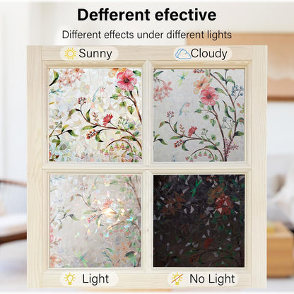 Ranzdn Window Privacy Film - Stained Glass Window Film Static Cling UV & Heat Blocking Rainbow Window Film for Glass Doors, Bedroom Windows - No Glue Premium Vinyl (Easy Install, 17.5"×78.7")