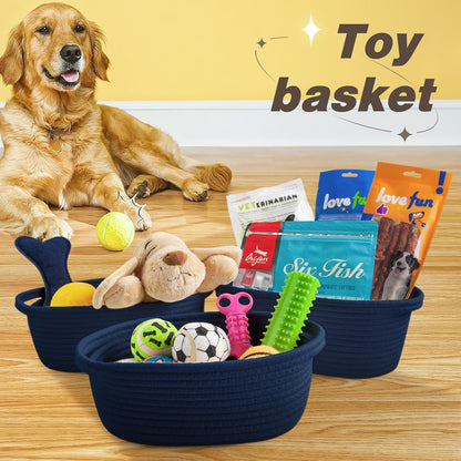 Pro Goleem Small Woven Basket with Gift Bags and Ribbons Durable Baskets for Mothers Day Gifts Empty Small Rope Basket for Storage 12"X 8" X 5" Baby Toy Baskets with Handles, White