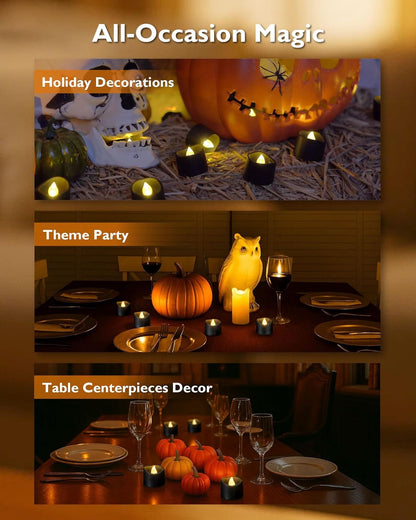 Homemory 24Pcs Flickering Flameless Candle Battery Operated, 200+Hours Fake Electric LED Tea Lights for Votive, Centerpiece Table Decorations, Wedding, Aniversary, Halloween, Christmas