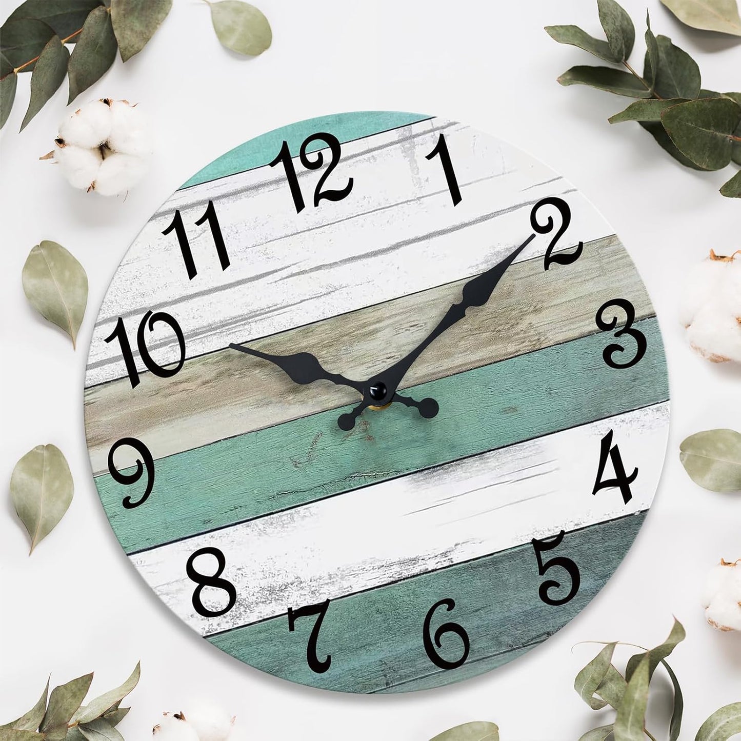 CHYLIN Wall Clock, Silent Non Ticking Battery Operated, Rustic Coastal Country Clock Decorative for Bathroom Kitchen Bedroom 8