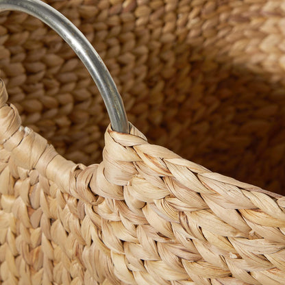 Deco 79 Seagrass Handmade Decorative and Functional Storage Basket Large Woven Basket Organizer with Ring Handles, Basket for Storage 20" x 18" x 19", Brown