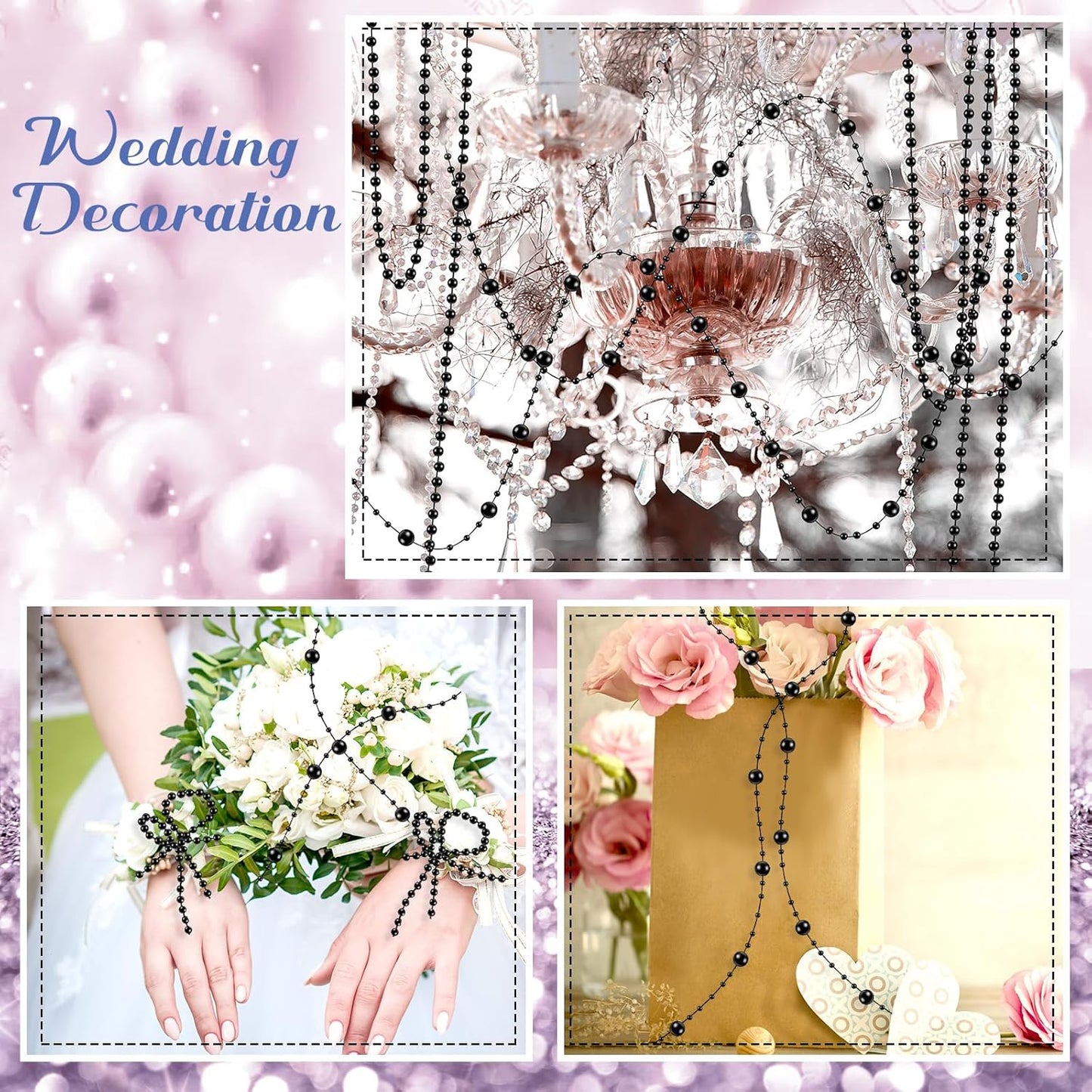 Bonuci 3 Rolls 66 Feet Pearls String Garland Faux Pearl Garland Spool Roll Strand Decoration Artificial Beads Chain Trim for Wedding Party Crafting Wedding Mother's Day Flower Decor(Ivory,4mm)