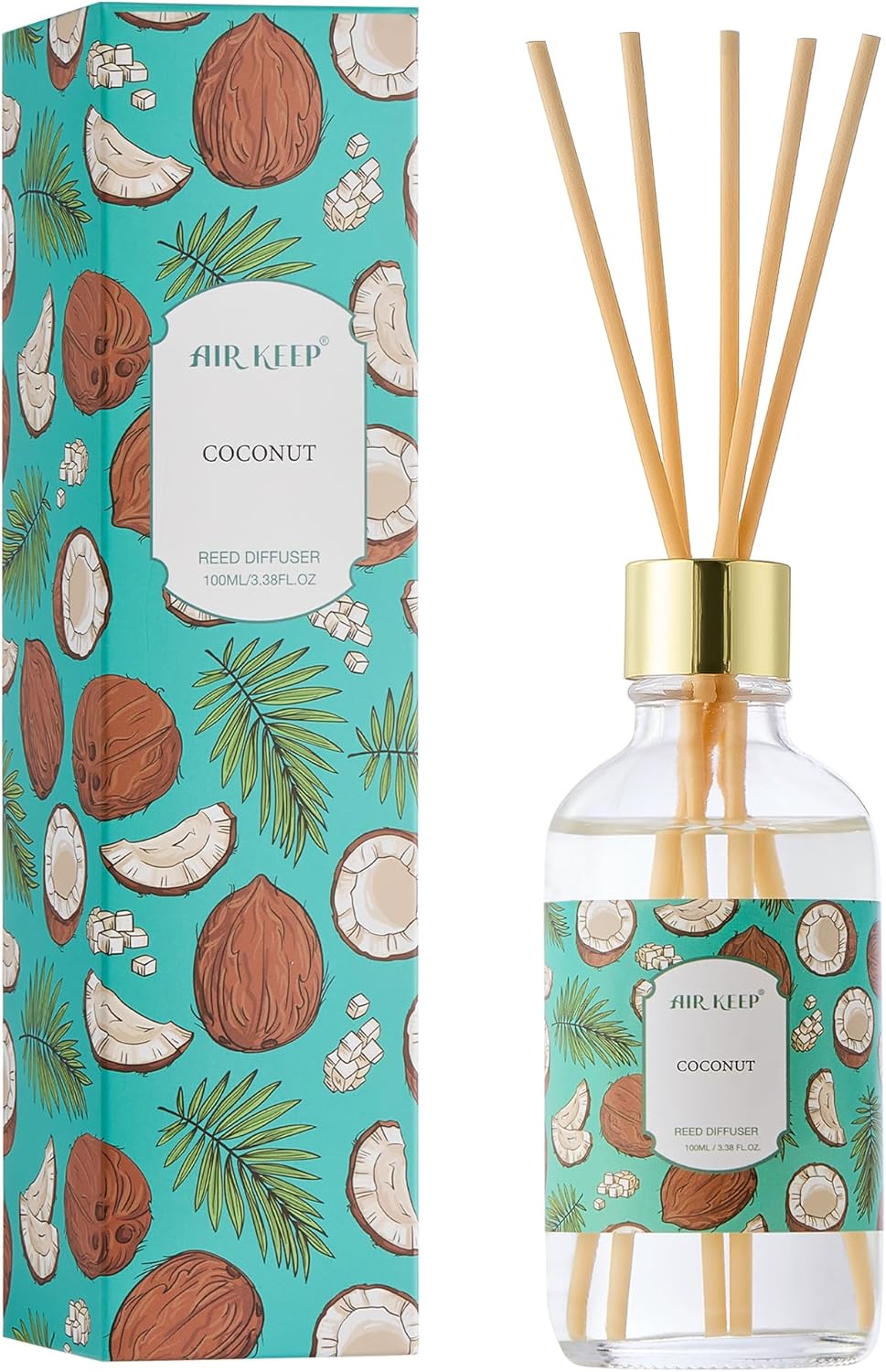 Airkeep Reed Diffuser Oil Set with Reed Sticks,Rose Aromatherapy Oil Scent Diffuser for Home Office Bathroom Decoration Perfume and Gifts 3.38oz/100ml
