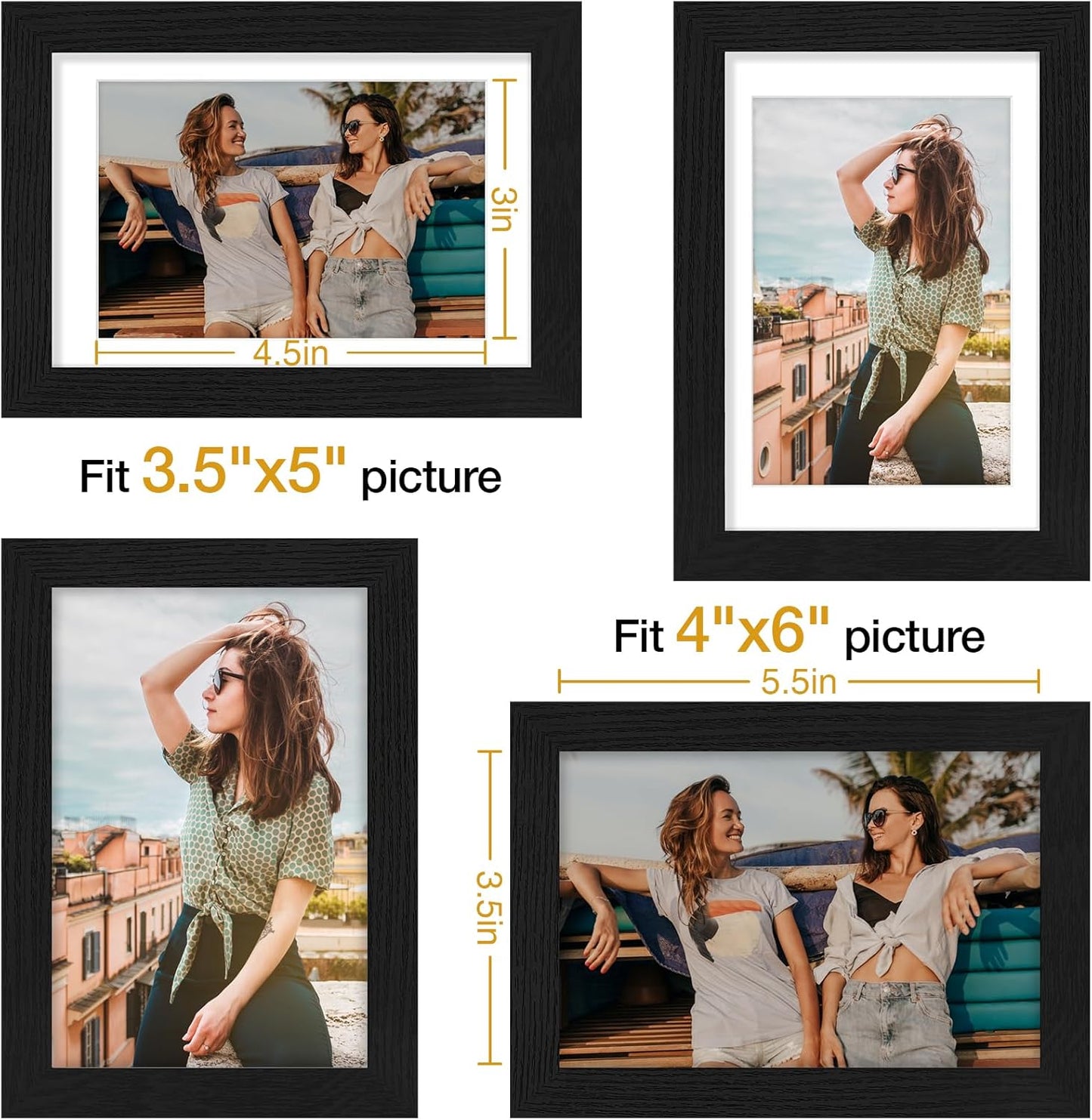 Vittanly 11x14 Picture Frame, Display Pictures 8x10 with Mat or 11x14 without Mat, Photo Frame for Wall Mounting, Black, 1 Pack - Colors A