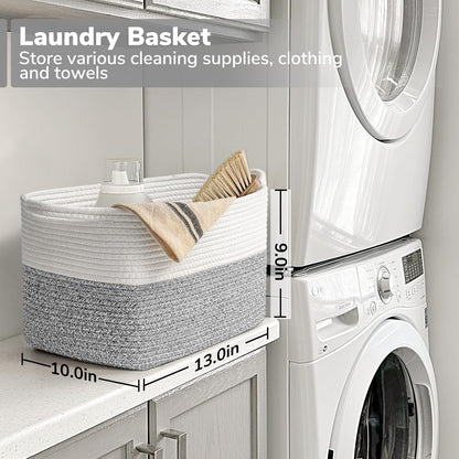 Goodpick Cube Storage Bins - Towel, Book, Cloth, Shoes, Closet Shelf Woven Baskets for Office, Baby Laundry, Toys, 13''x10''x9''
