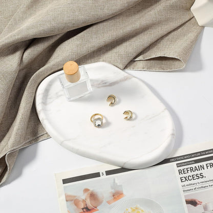 Koville Luxurious Natural Marble Vanity Tray, Cloud Shape Serving Stone Key Tray for Home Decor, 10" x 7" Marble Storage Trays for Bathroom, Stone Plate Holder for Perfume, Candle and Jewelry