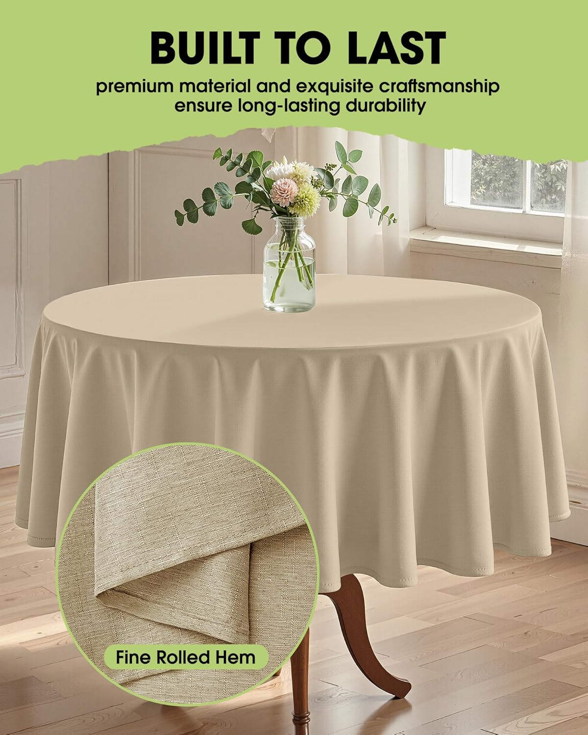 Pureegg Rectangle Linen Tablecloth Waterproof & Stain Resistant, Wrinkle-Free Table Cloth Adds Elegance and Protection, Ideal for Dining, Party, Wedding and Outdoor, 52 x 70 Inch, Sage Green