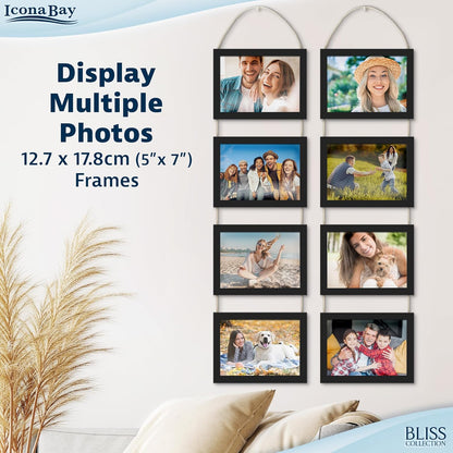 Icona Bay - 4x6 Wall Hanging Picture Frames Collage with 8 Openings - Distressed White, 2 Pack - Casual Style Engineered Wood Frames - Wall Mount Only - Bliss Collection