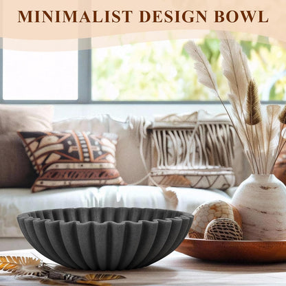 YMXYJM Large Decorative Bowl, Modern Handicraft Bowls for Home Decor, Fruit Bowl for Kitchen Counter, Ruffle Decor, Stylish Key Bowl for Entry Table, Artificial Stone Beige