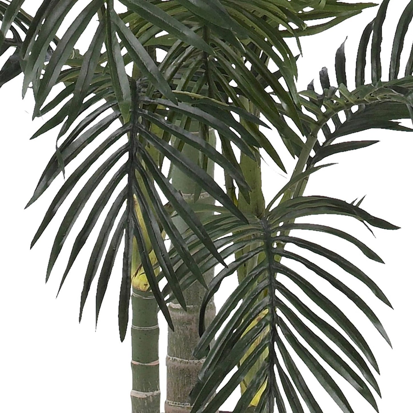 Nearly Natural 6.5ft Artificial Golden Cane Palm Tree, Lifelike Silk Indoor Palm With Three Textured Trunks Flexible Fronds Nursery Planter, Low Maintenance